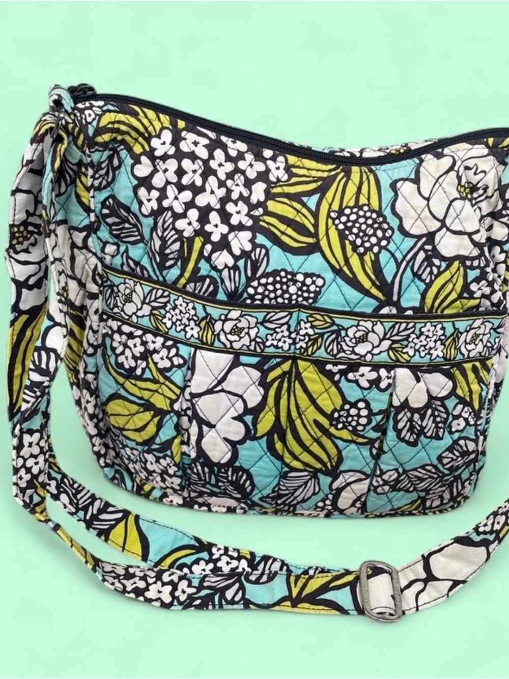 Vera Bradley island blooms crossbody bag - retired blue floral adjustable strap